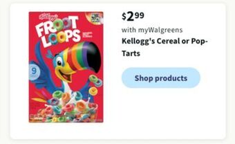 Walgreens Kellogg's cereal or pop-tarts offer