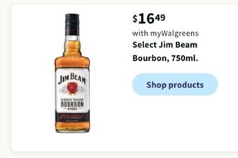 Walgreens Select jim beam bourbon, 750ml offer