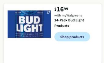 Walgreens 24-pack bud light products offer