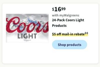 Walgreens 24-pack coors light products offer