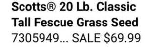 Ace Hardware Scotts 20 lb. classic tall fescue grass seed offer