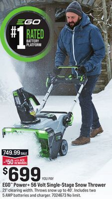 Ace Hardware Ego power + 56 volt single-stage snow thrower offer