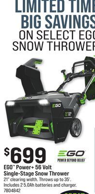 Ace Hardware Ego power + 56 volt single-stage snow thrower offer