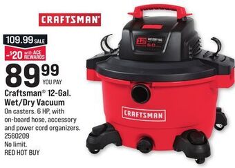 Ace Hardware Craftsman 12-gal. wet/dry vacuum offer