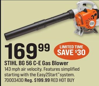 Ace Hardware Stihl bg 56 c-e gas blower offer