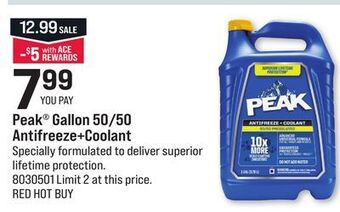 Ace Hardware Peak gallon 50/50 antifreeze + coolant offer