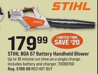 Ace Hardware Stihl bga 57 battery handheld blower offer