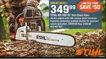 Ace Hardware Stihl ms 250 18 gas chain saw offer