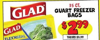 Ollie's Glad quart freezer bags offer