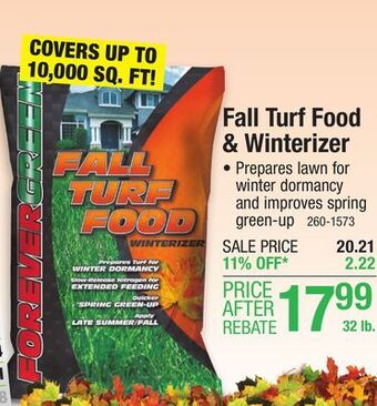 Menards Forever green fall turf food winterizer lawn fertilizer - 10,000 sq. ft offer