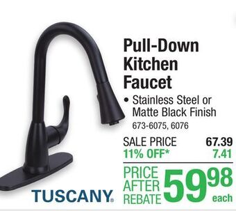 Menards Tuscany sharena one-handle pull-down stainless kitchen faucet offer