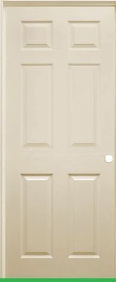 Menards Mastercraft 30w x 80h primed woodgrain 6-panel interior door system - right inswing offer