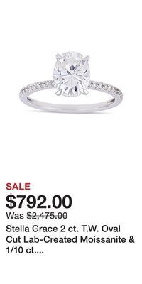 Kohl's Stella grace 2 ct. t.w. oval cut lab-created moissanite & 1/10 ct. t.w. diamond engagement ring offer