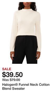 Nordstrom Halogen funnel neck cotton blend sweater offer