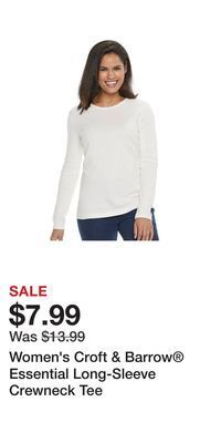 Kohl's Women's croft & barrow essential long-sleeve crewneck tee offer