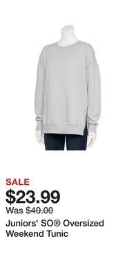 Kohl's Juniors' so oversized weekend tunic offer