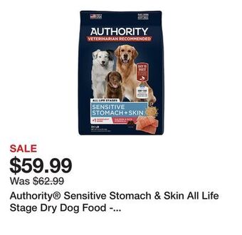 Petsmart Authority sensitive stomach & skin all life stage dry dog food - salmon offer