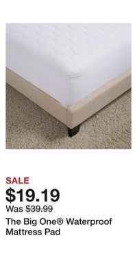 Kohl's The big one waterproof mattress pad offer