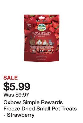 Petsmart Oxbow simple rewards freeze dried small pet treats - strawberry offer