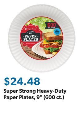 Sam's Club Super strong heavy-duty paper plates, 9 (600 ct.) offer