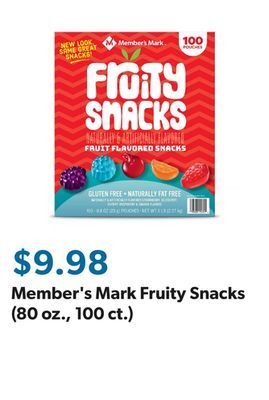 Sam's Club Member's mark fruity snacks (80 oz., 100 ct.) offer