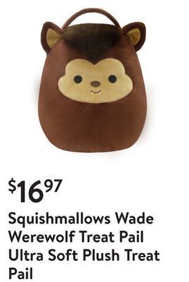 Walmart Squishmallows wade werewolf treat pail ultra soft plush treat pail offer