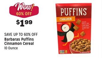 Grocery Outlet Puffins cinnamon cereal offer
