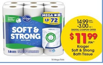 Kroger Kroger soft & strong bath tissue offer