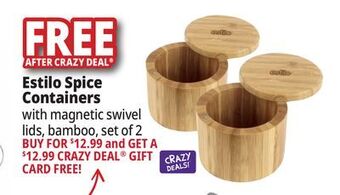 Ocean State Job Lot Estilo premium spice containers with magnetic swivel lids, set of 2, bamboo offer