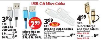 Ocean State Job Lot 3 ft. usb-c to usb cables offer
