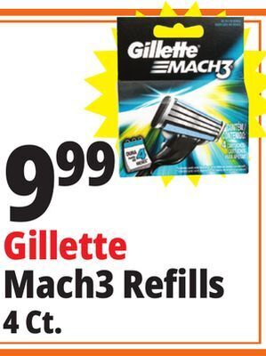 Ocean State Job Lot Gillette mach3 razor blade refills, 4 count offer