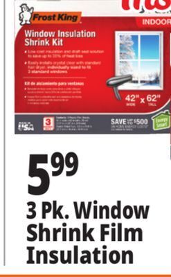 Ocean State Job Lot Frost king 3 pk. window shrink film insulation offer