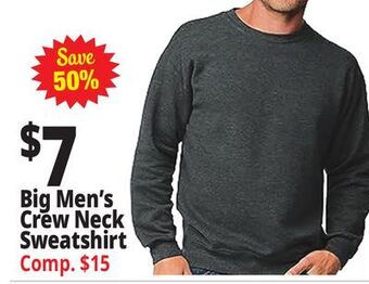 Ocean State Job Lot Big men's crew neck sweatshirt offer