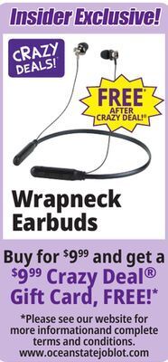 Ocean State Job Lot Wrapneck earbuds offer