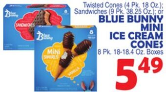 Bravo Supermarkets Blue bunny mini ice cream cones, 8 pk. 18-18.4 oz. boxes offer