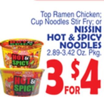 Bravo Supermarkets Nissin hot & spicy noodles offer