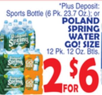 Bravo Supermarkets Poland spring water go! size 12 pk. 12 oz. btls offer