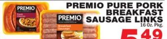 Bravo Supermarkets Premio pure pork breakfast sausage links offer