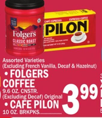 C Town Folgers coffee 9.6 oz. cnstr original offer
