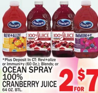 C Town Ocean spray 100% cranberry juice 64 oz. btl offer