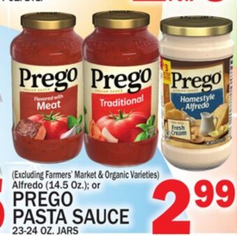 C Town Prego pasta sauce 23-24 oz. jars offer
