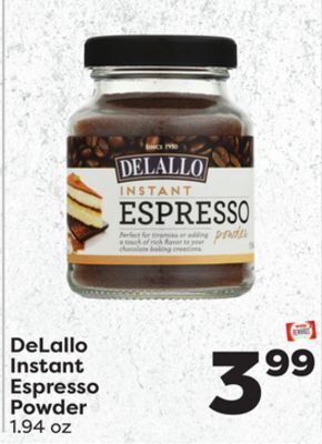 Weis Markets Delallo instant espresso powder offer