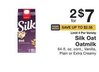 Fairway Store Market Silk oat oatmilk offer