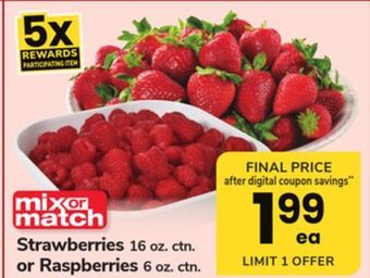 ACME Strawberries 16 oz. ctn. or raspberries 6 oz. ctn offer