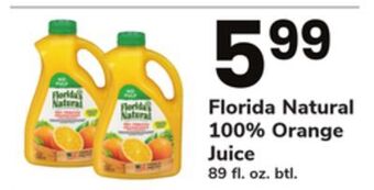 ACME Florida natural 100% orange juice offer