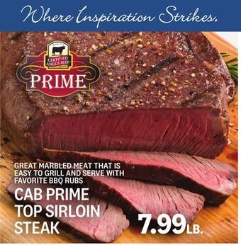Kings Food Markets Cab prime top sirloin steak offer