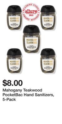 Bath & Body Works Mahogany teakwood pocketbac hand sanitizers, 5-pack offer