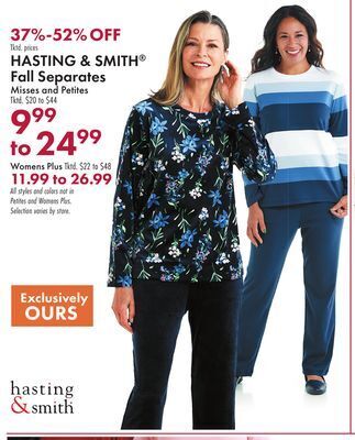 Boscov's Hasting & smith fall separates offer