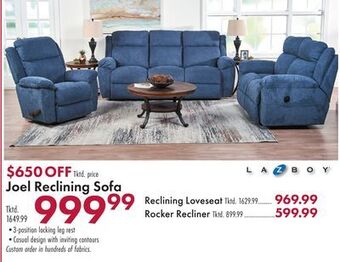 Boscov's Joel reclining sofa offer