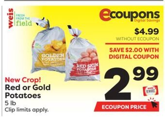 Weis Markets Red or gold potatoes offer